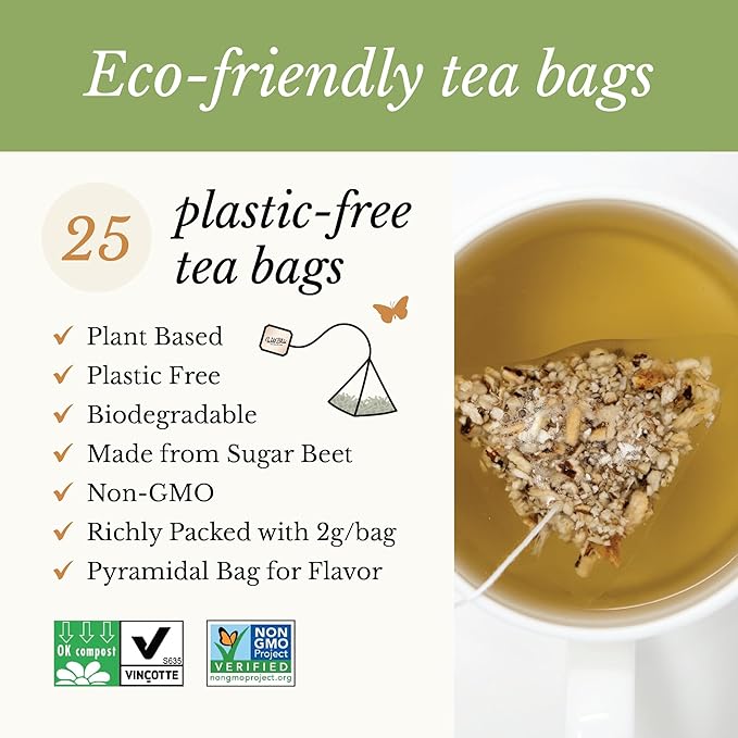 Wild Bliss Organic Burdock Root Tea - Caffeine Free Herbal Detox Support - Pharmacopoeia Quality - 25 Plant Based Tea Bags - Bloomnest