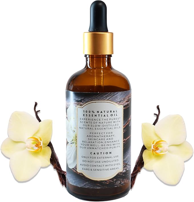 Luxurious Vanilla Essential Oil by Enhanced Essentials|Slow Distilled & Pure|Concentrated Oils for Diffusers,Skin Care, Aromatherapy, Bath,Perfume,Gifting,Soap & Candle Making|3.38 Fl Oz (100 ml) Bloomnest