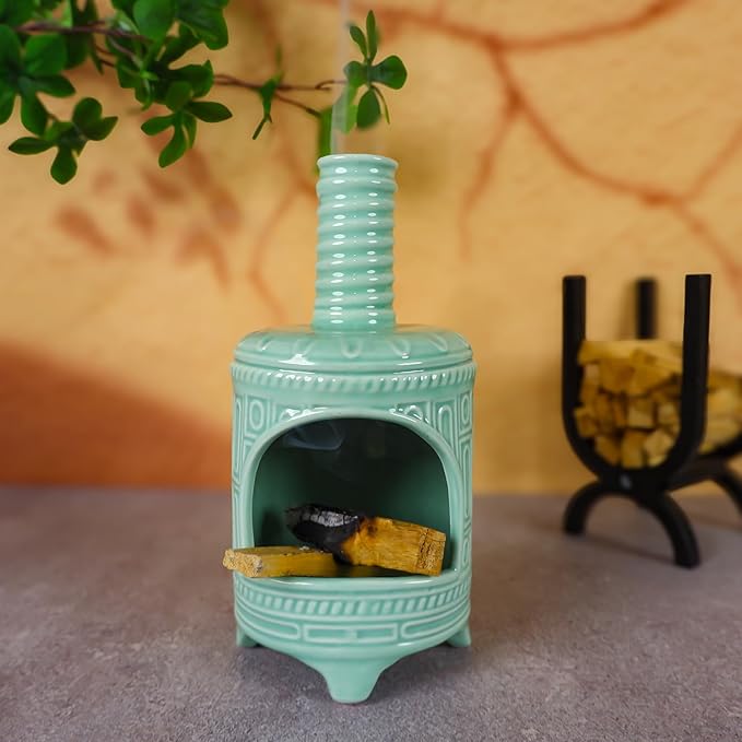 Light Green Palo Santo Burner Holder-Mini Chiminea Smudging Bowl for Palo Santo Sticks, Sage Smudge Sticks&Cone Incense BurningāZen Decor for Energy Cleansing Unique Gift for Friends & Family - Bloomnest