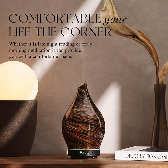 Porseme 150ml Essential Oil Diffuser Glass Color Changing Aroma Air Diffusers Aromatherapy Ultrasonic Cool Mist Humidifier 6 Running Hours Waterless Auto-Off for Sleeping Yoga Office Spa (Dark Golden) - Bloomnest