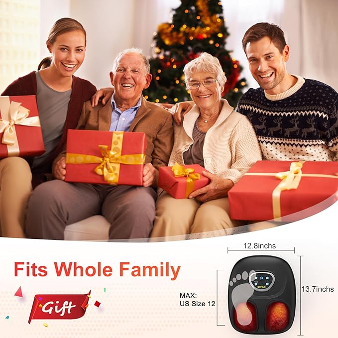 Shiatsu Foot Massager with Heat, Feet Massager for Neuropathy, Plantar Fasciitis, HSA Eligible, Deep Kneading Foot Massager, Gifts for Women Men Mom Her, Size 13