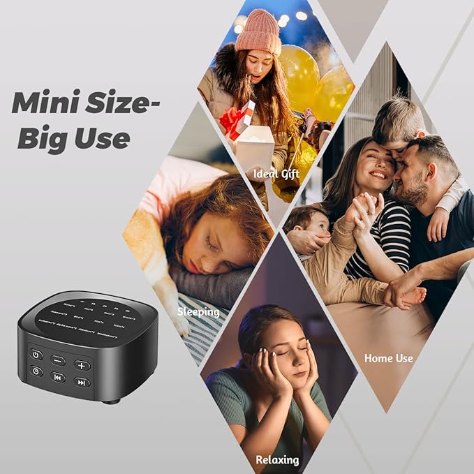 Sleepbox Sleep White Noise Sound Machines with 25 Soothing Sounds 36 Volume Levels 5 Timers Visible Sound Catalog Portable Size Memory Function for Home Office and Travel - Bloomnest