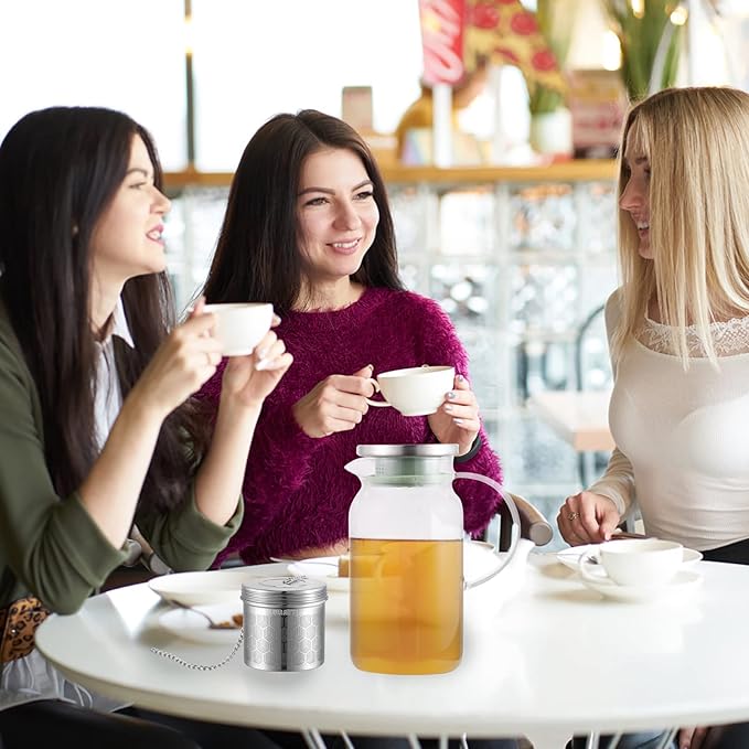 Extra Large Tea Ball Infuser for Pitcher(2 Pack), 18/8 Stainless Steel Tea Steeper, Extra Fine Mesh Tea Strainer Perfect for Brewing Herbs, Iced Tea, Coffee, Cooking Soup