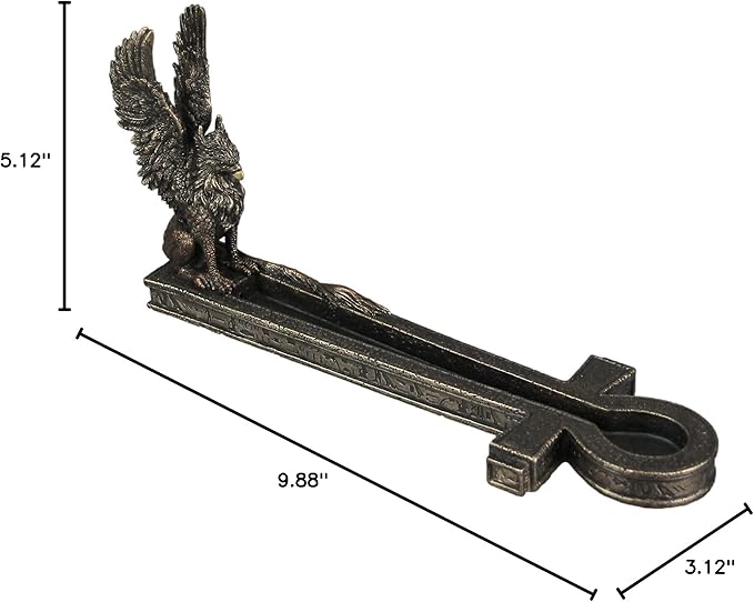 Veronese Design 5 1/8" Tall Egyptian Griffin Ankh Incense Holder Resin Sculpture Spirtual Gift Handpainted Bronze Statue - Bloomnest