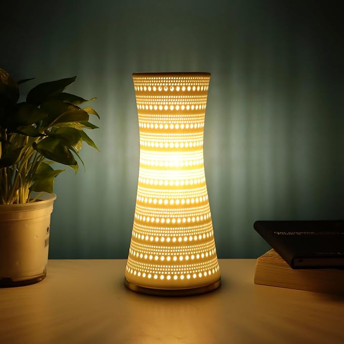 Modern Ceramics Table Lamp White Canton Tower Style Desk Lamp Night Light Accent Lamp 4.5x10 Inch