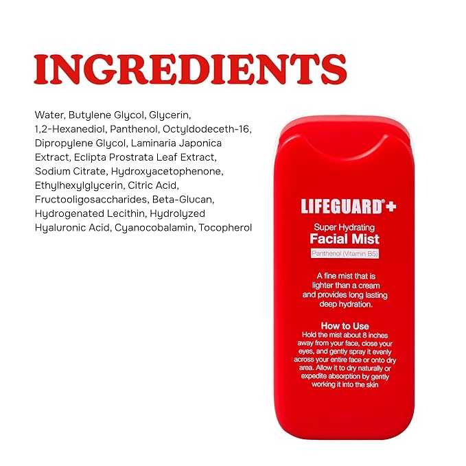 LIFEGUARD Super Hydrating Facial Mist - Vitamin B Infused, Face Mist Hydrating Spray for All Skin Types, Light-weight Face Moisturizer - 1.25 fl. oz. - Bloomnest
