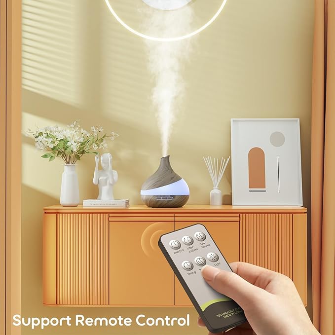 500ML Essential Oil Diffuser: Aroma Diffuser with Remote Control for Hotel Spa Yoga Room - Humidifiers for Bedroom with 14 Colors LED Night Light for Kids/Women Home Relaxation - Bloomnest