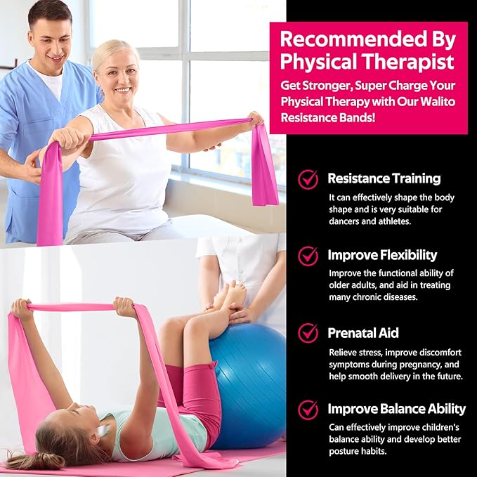 WALITO Resistance Bands for Working Out, Exercise Bands for Women and Men, Workout Bands for Physical Therapy, Stretch, Recovery, Pilates, Rehab, Strength Training and Home Gym - Bloomnest