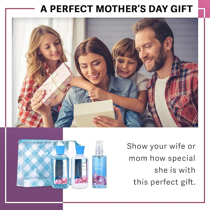 Bath & Body Care Travel Set - Home Spa Set with Body Lotion, Shower Gel and Fragrance Mist, Personal Body Care Travel Set (City of Love) - Bloomnest