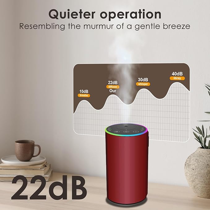 Waterless Essential Oil Diffuser, Battery Powered Mini Scent Air Machine, Aromatherapy Mist Diffuser for Home Room Car Office (red) - Bloomnest
