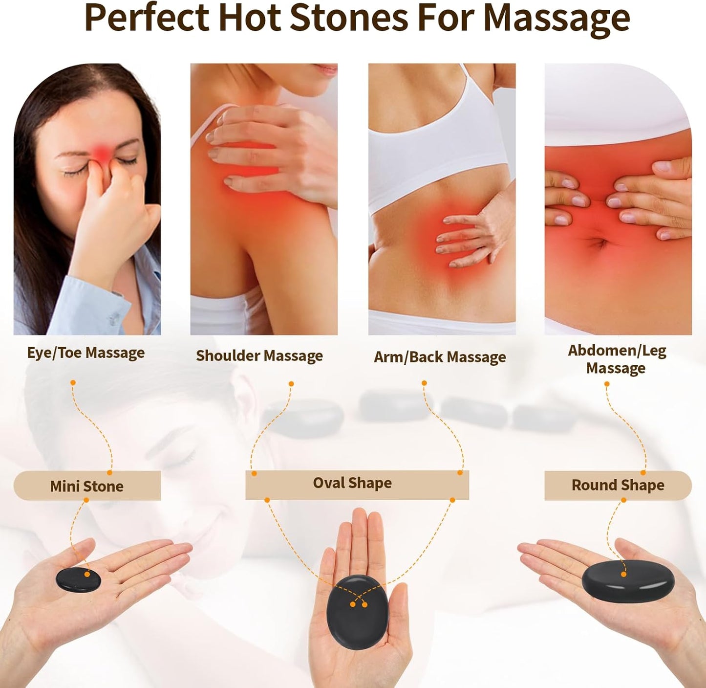 Meifuly Massage Oil Warmer and 16Pcs Hot Stones Massage Set with Temperature Adjustment