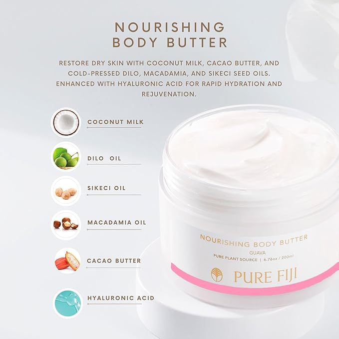 PURE FIJI Nourishing Body Butter, Guava (6.7oz/200ml) - Bloomnest