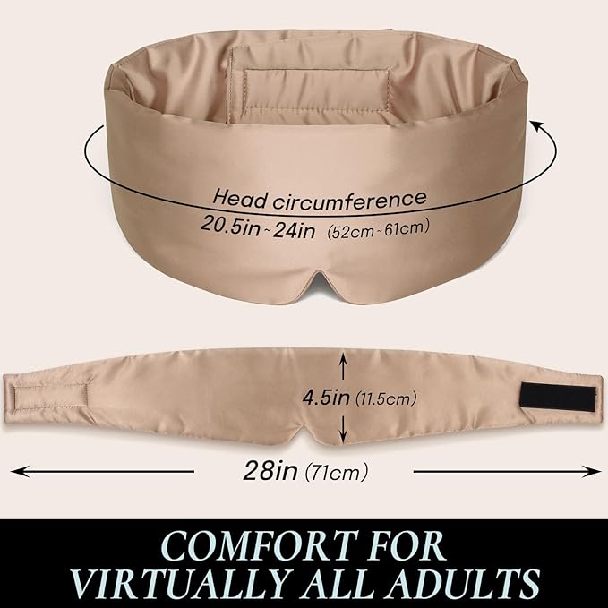Zenssia Satin Sleep Mask for Women and Men, Lightweight Padded Eye Mask with Adjustable Strap, Comfort Blackout for Travel and Nap - Taupe - Bloomnest