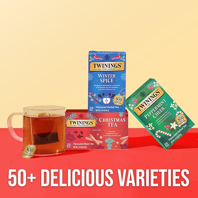 Twinings Holiday Variety Pack Tea Bags, Christmas Tea and Winter Spice, 20 Count (Pack of 4), Enjoy Hot or Iced - Bloomnest