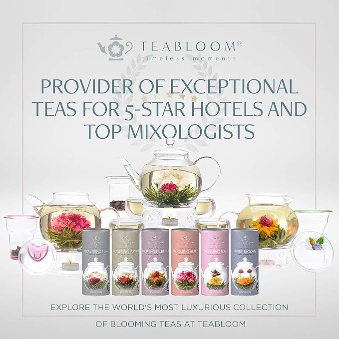 Teabloom Mother’s Bouquet Gourmet Tea Gift – Herbal Assortment with 12 Organic Plant-Based Pyramid Sachets, Caffeine-Free & Kosher, Elegant Presentation Box for Tea Lovers - Bloomnest