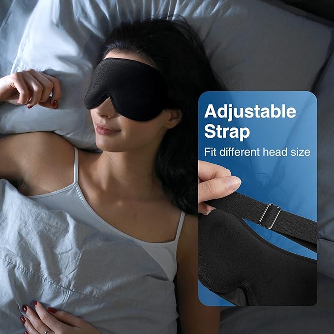 YFONG Weighted Sleep Mask, Women Men 3D Eye Mask Blocking Lights Sleeping Mask (4.2oz/120g), Pressure Relief Night Sleep Eye Mask with Adjustable Strap, Eye Cover Blindfold for Travel Nap Yoga, Gray - Bloomnest
