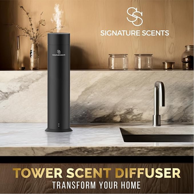 Luxury Essential Oil Diffuser – Waterless Oil Diffuser for Essential Oils - Scent Diffuser for Home & Hotel - Covers up to 1000 sq. ft. with Bluetooth App Control (Black) - Bloomnest