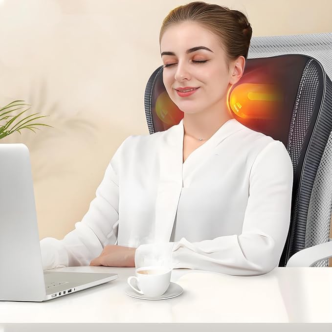 Back Massager with Heat, Shiatsu Neck and Back Massager for Pain Relief Deep Tissue, 3D Deep Kneading Cushion Massage for Neck Shoulder Legs, Suitable for Office and Home, Gifts for Men Women - Bloomnest