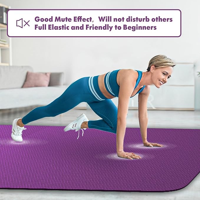 FrenzyBird Large Yoga Mat 6'x 4'(72”x 48”)—1/4" &1/3" Extra Wide Exercise Mat 183cm x 122cm Large Exercise Mat Big Home Yoga Mat Pilates Mat,Non Slip,Thick,TPE Workout Mat,for Women & Men, Yoga, Pilates, Gym and Floor Workouts Pilates - Bloomnest