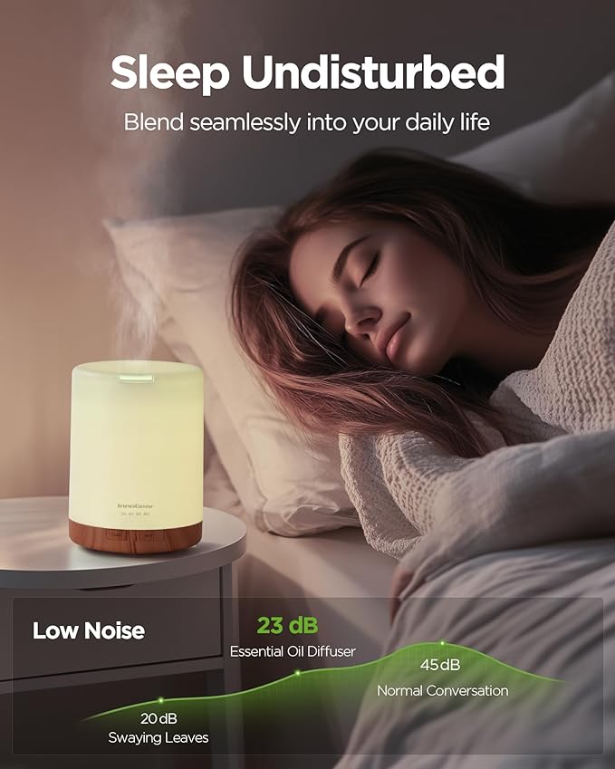 InnoGear 300ML Essential Oil Diffuser, Premium 5-in-1 Ultrasonic Aromatherapy Diffusers Scent Humidifier Aroma Diffuser Vaporizer Auto-Off Timer for Room Office Home, Yellow, Medium - Bloomnest