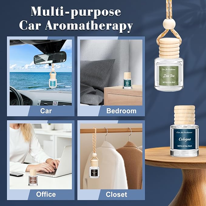 Premium Car Air Freshener, 6 Pack Deep Luxury Scent Essential Oil Diffuser, Long Lasting Fragrance Interior Decor Unisex,Hanging Aroma Diffuser Executive Business Car Accessories Mens Gifts - Bloomnest