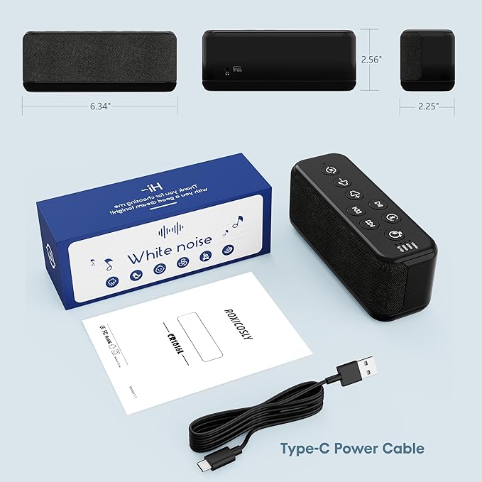 Sound Machine with Bluetooth,Wireless Rechargeable White Noise Machine,40H Long Runtime,Stereo Speakers,30/60/120m Timer,Memory Function,Portable Noise Machine for Sleeping/Office Privacy/Travel/Relax - Bloomnest