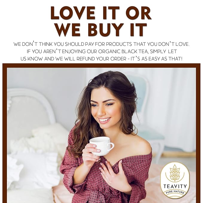 Teavity Organic Black Tea Pods - 12 Unsweetened Tea Pods for Keurig Kcup Brewers - Naturally Caffeinated, Hand-Picked from Sri Lanka, Sturdy Packaging, American Owned - Bloomnest