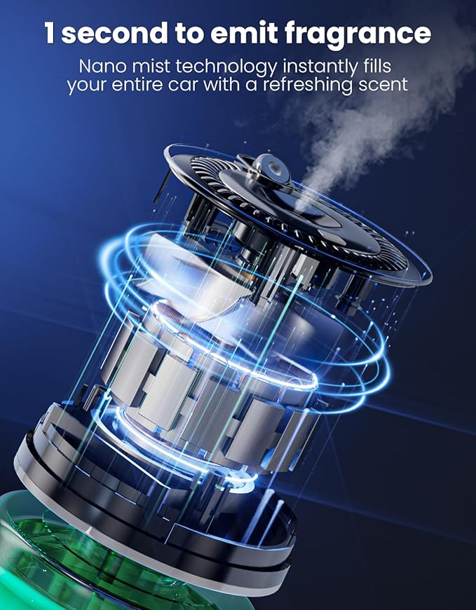 Smart Car Air Freshener, Car Diffuser With Star Light & 120ml Perfume, 4 Scent Modes, Auto On/Off, Rechargeable, Long Lasting Car Air Freshener for Cars, Homes, Offices, Bedrooms-Cologne - Bloomnest