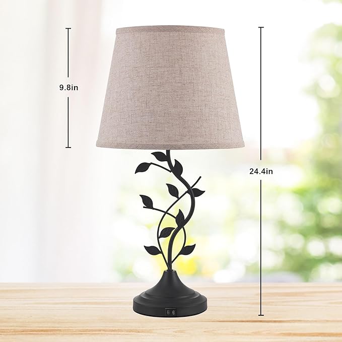 Kakanuo USB Touch Table Lamp Bedside Lamp with USB C Charging Ports for Living Room, Beige 3 Way Dimmable Traditional Nightstand Lamp Retro Table Lamp for Bedroom and Office (LED Bulb Included) - Bloomnest