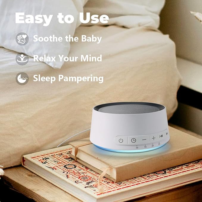 Sound Machine White Noise Machine with 30 Soothing Sounds 12 Colors Night Light Sleep Machine for Baby Kids Adults Brown Nosie Machine Pink Noise Machine with 32 Volume Levels for Office Home Travel - Bloomnest