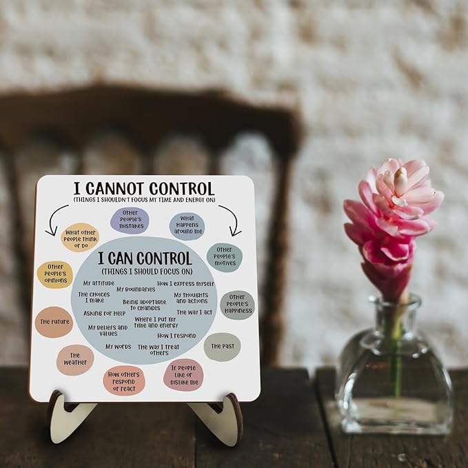 Inspirational Office Work Decor Rustic Wooden Desk Decor Mental Health Gifts Therapy Therapist Appreciation Gifts for Coworker Office Home Table Tiered Tray Plaque with Wood Stand