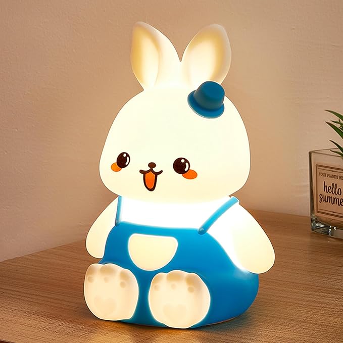 Night Light for Kids Bunny Lamp, Cute Easter Gifts for Girls,Rechargeable Baby Nursery Nightlight for Bedroom, Animal Silicone Kids Lamp Kawaii Room Decor - Bloomnest