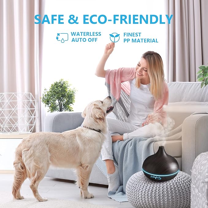 Diffusers for Essential Oils Large Room, 550ml Essential Oil Diffusers with Remote Control, Ultrasonic Oil Diffuser with Timer, 7 Colors Light for Bedroom - Bloomnest