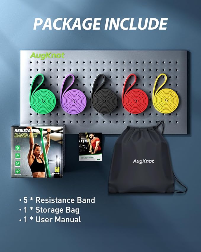 Resistance Bands for Working Out: 5-Levels Exercise Bands Set - Pull Up Assistance Elastic Silicone - Physical Therapy/Stretching/Training - Home Gym for Women/Men