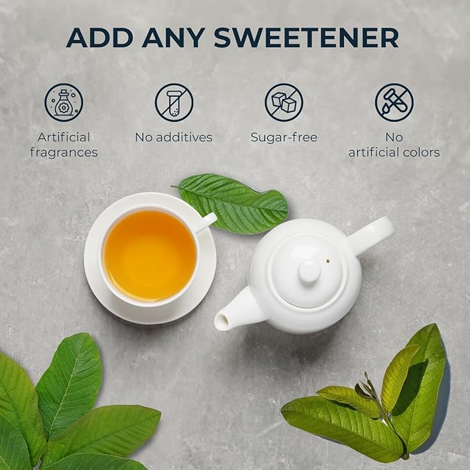 Guava Leaf Tea Bags - 55 Count (+5 Tea Bags) - 4.06 oz with Bamboo Tong, Handpicked & No Sugar Added, No Caffeine, Re-Steep Herbal Tea, Relax Refreshing Hojas De Guayabav - Bloomnest