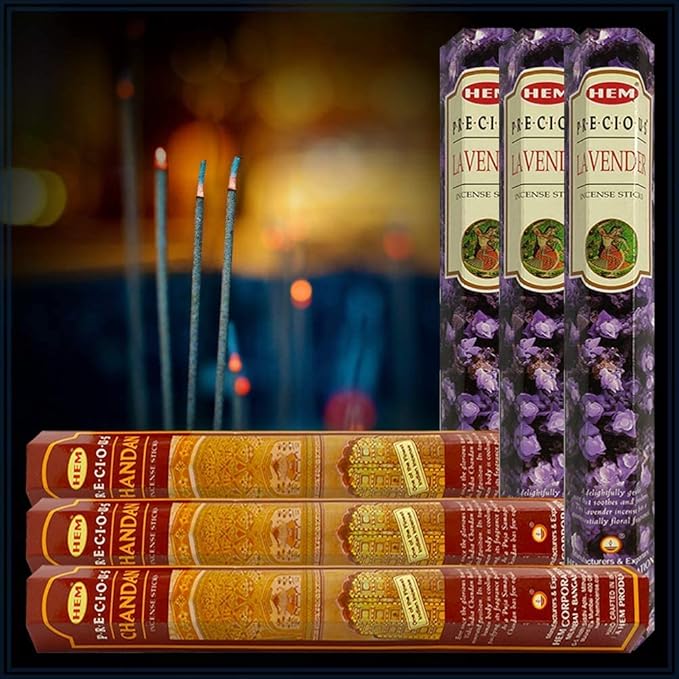 Precious Lavender Incense Sticks and Precious Chandan Sandalwood Incense Sticks with Incense Holder Bundle for Spiritual Décor and Home Fragrance