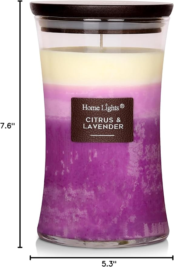 HomeLights 3-Layer Candles for Home Scented, 21.52 OZ Natural Soy Wax Scented Candles Burns Up to 100 Hours, Large Jar, Citrus & Lavender - Bloomnest