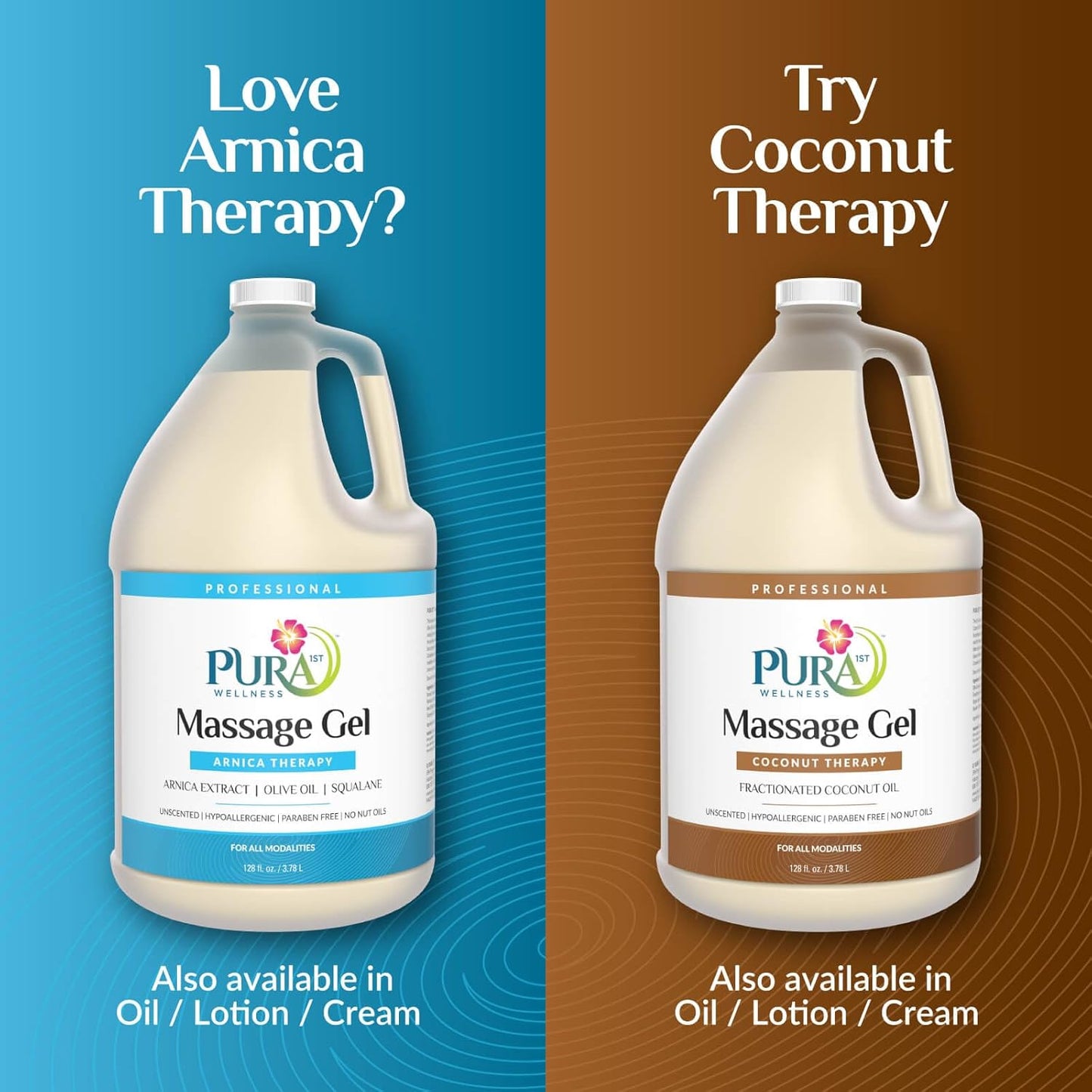 Wellness Professional Arnica Therapy 128oz Massage Gel, Arnica Gel for Bruising, Olive Oil, Arnica Extract, Unscented, Hypoallergenic, Natural, Skin Moisturizing, Hydrating, Deep Tissue