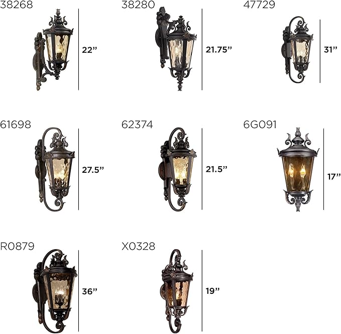 John Timberland Casa Marseille European Outdoor Wall Light Fixture Bronze Scroll 21 3/4" Champagne Hammered Glass for Exterior House Porch Patio Outside Deck Garage Front Door Garden Home - Bloomnest