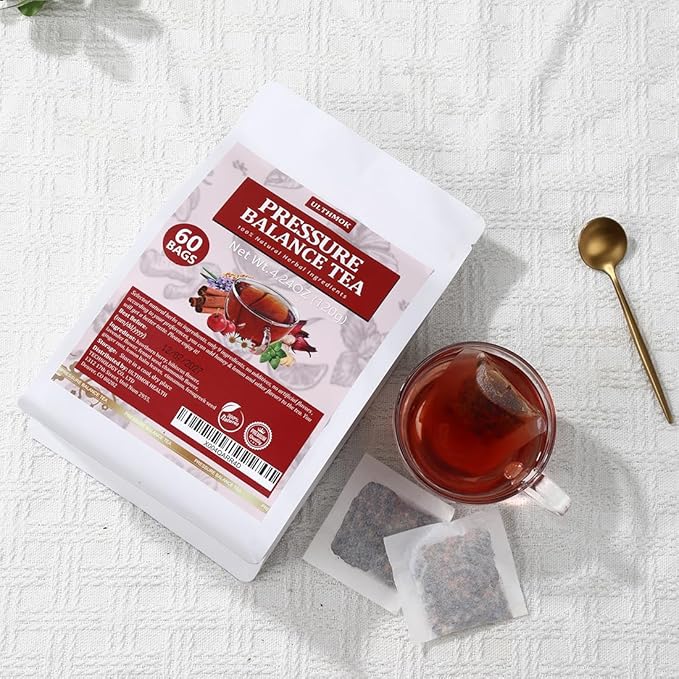 Premium 60 Heart Functional Tea Bags, 9 Natural Superherbs, Pressure Balance Tea, No Artificial Flavors & Caffeine Free. - Bloomnest