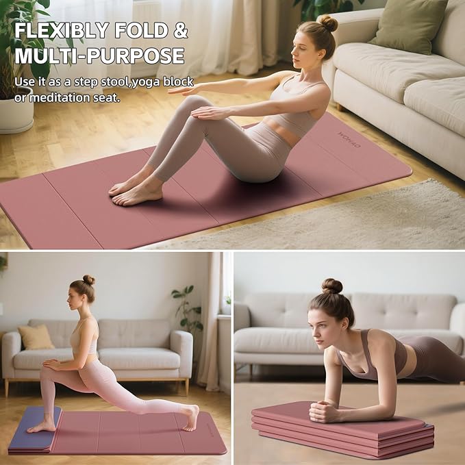 7-Fold Yoga Mat 70"x24" - 1/2 Inch Thick Folding Exercise Mat, Compact Non-Slip TPE Mat for Travel, Storage, Yoga & Home Gym, Lightweight & Portable - Bloomnest