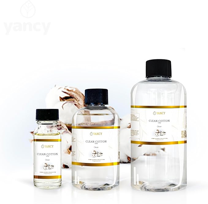 YANCY Clean Cotton Luxury Collection Fragrance Oil (4 oz), Crisp Linen Scent, Ideal for Diffusers, Oil Burners & Aroma Lamps, Fresh Fragrance for a Just-Laundered Feel YancySpa
