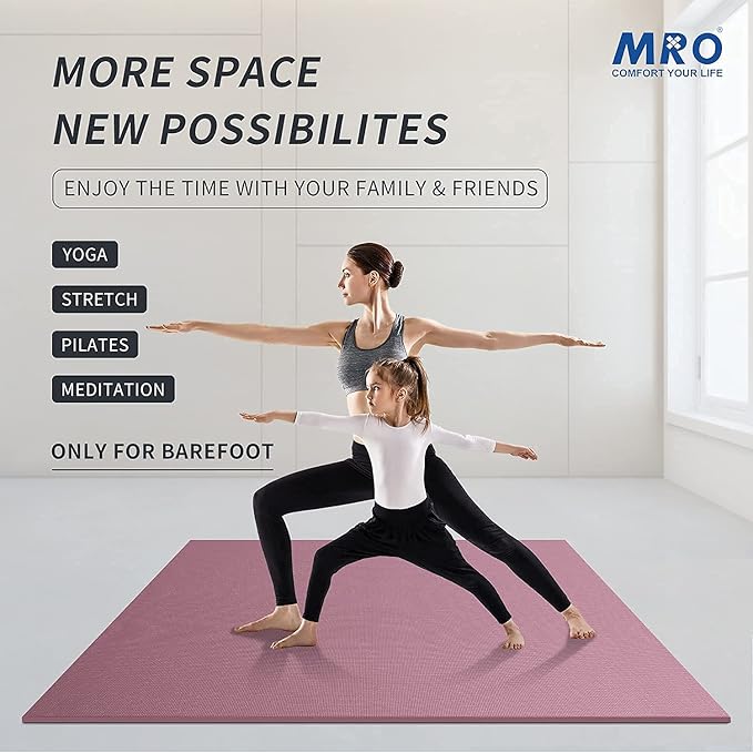 MRO Extra Large Yoga Mat, 12'x6'/9'x6'/7'x5'/6'x4' (9MM) Extra Wide and Thick Exercise Mats for Home Gym Workout, Non-Slip, Soft for Women and Men Fitness, Ideal for Barefoot Yoga, Pilates, stretching - Bloomnest