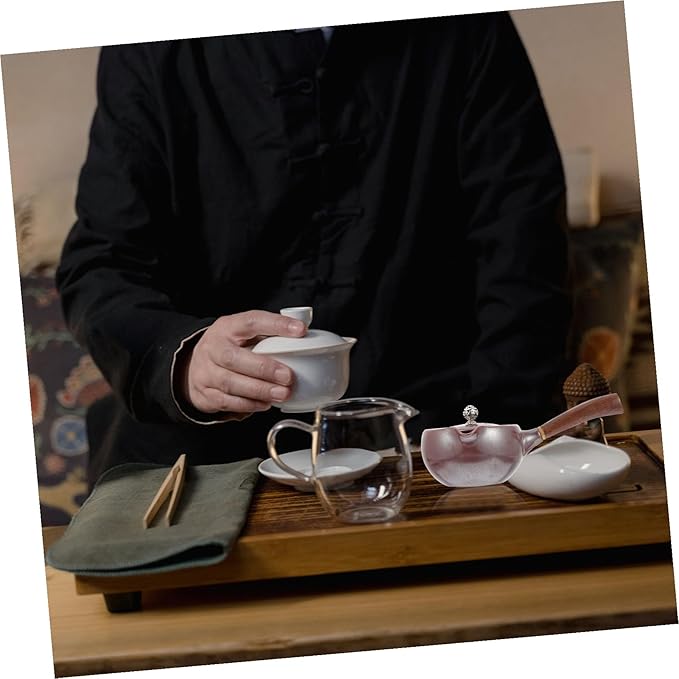 Japanese Style Ceramic Tea Kettle Retro Porcelain Teapot for Home Office Travel Practical Smooth Surface Easy Clean Small Capacity Tea Container in Wine Red - Bloomnest