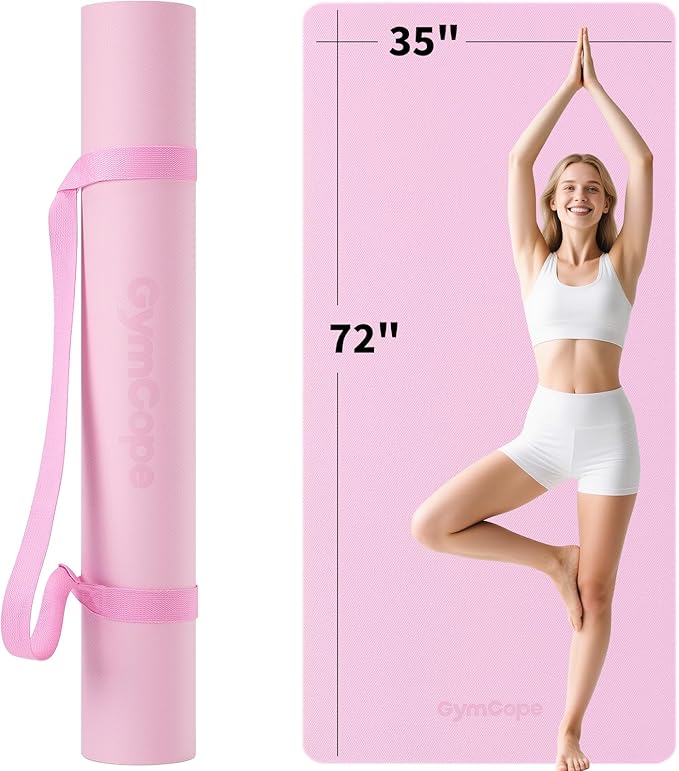 Extra Large TPE Yoga Mat 72"x35" / 78"x57" - Wide Non-Slip Mat for Yoga, Pilates & Home Gym, 6mm Thick Cushion for Comfort & Balance, Waterproof, Easy to Carry with Strap or Bag for Solo or Partner Workouts - Bloomnest
