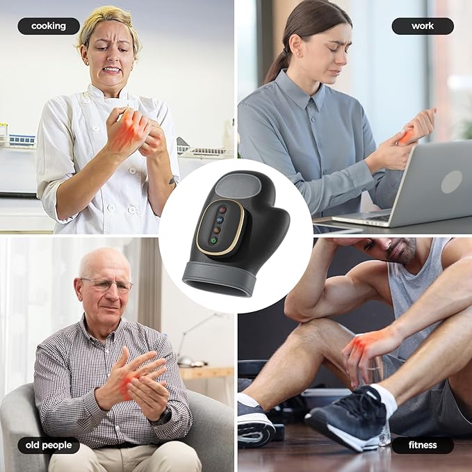 WUX Hand Massager with Heat Compression Relief, 3 Massage 4 Temperatures 5 Compression Models Therapy Glove, Hand Massager for Arthritis and Carpal Tunnel, Great Gift for Men and Women - Bloomnest