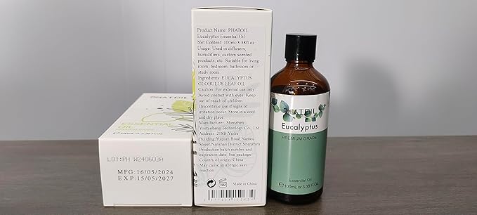 PHATOIL 100ML Eucalyptus Essential Oil, Eucalyptus Oil Essential Oils for Diffusers for Home, Soap Candle Making, Huge 3.38fl.oz Bottle - Bloomnest