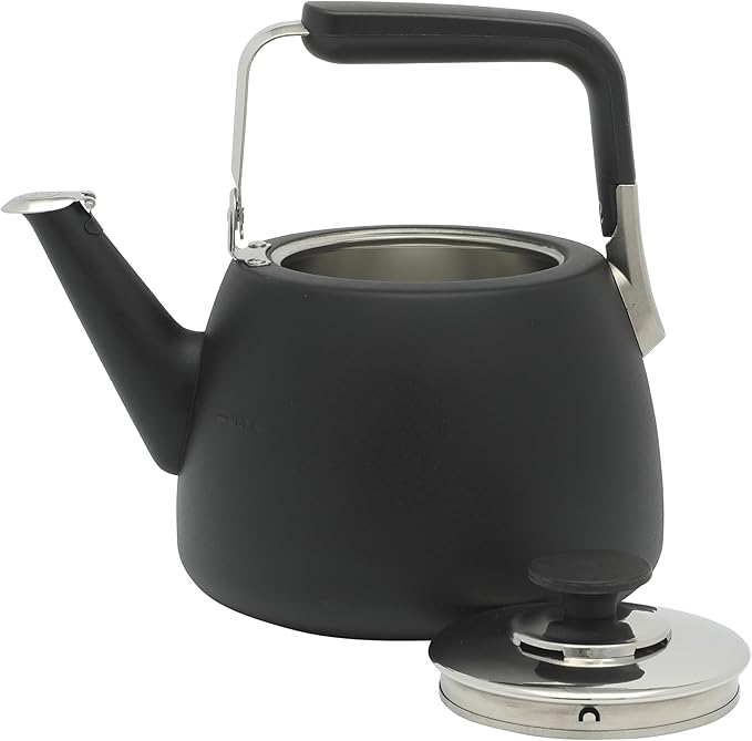 Sur La Table Kitchen Essentials Large 2 QT Heavy Gauge Stainless Steel Tea Kettle - Matte Black - Bloomnest