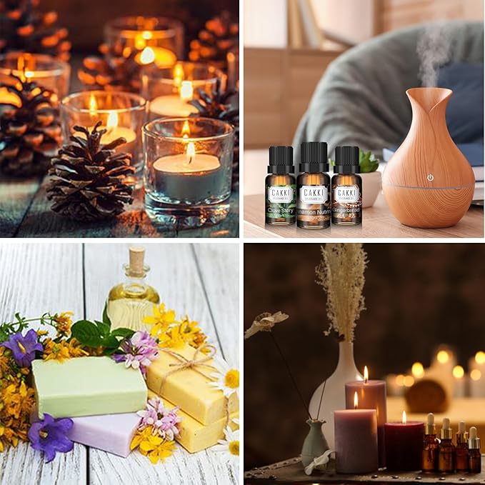 Autumn Essential Oils for Diffusers for Home, CAKKI Fragrance Oils Set, 6 Fall Scents, Natural Aromatherapy Oils, for Candles Making, for Soaps Making, for Humidifiers, 6x10 ml - Bloomnest