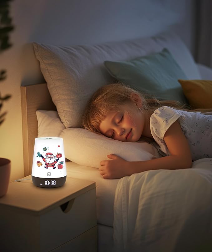 Dreamegg Nite 1 - Baby Sound Machine, Sleep Trainer, Night Light for Kids, Ok to Wake Alarm Clock, 34 Soothing Sounds, App Control, White Noise Sound Machine for Baby Kids Toddler Nursery(Cozy Xmas) - Bloomnest
